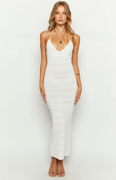 Casie White Knit Maxi Dress